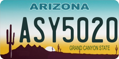 AZ license plate ASY5020