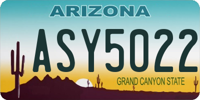 AZ license plate ASY5022