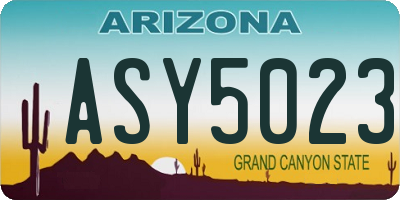 AZ license plate ASY5023
