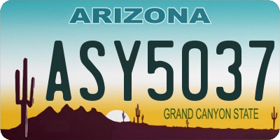 AZ license plate ASY5037