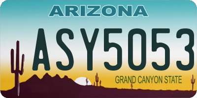 AZ license plate ASY5053