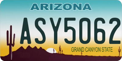 AZ license plate ASY5062