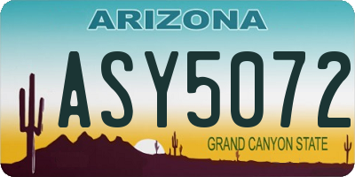 AZ license plate ASY5072
