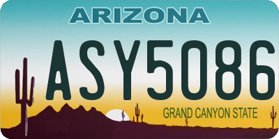 AZ license plate ASY5086
