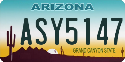 AZ license plate ASY5147