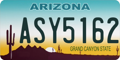AZ license plate ASY5162