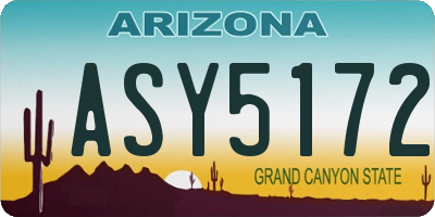 AZ license plate ASY5172