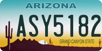 AZ license plate ASY5182