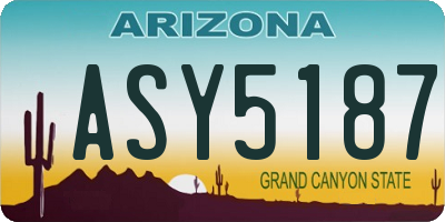 AZ license plate ASY5187