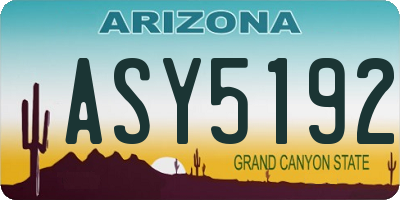 AZ license plate ASY5192