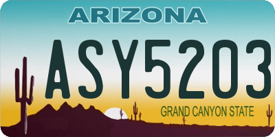 AZ license plate ASY5203