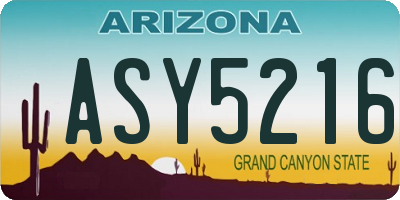 AZ license plate ASY5216