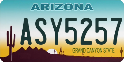 AZ license plate ASY5257