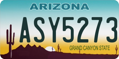 AZ license plate ASY5273