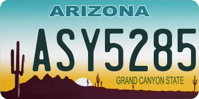 AZ license plate ASY5285