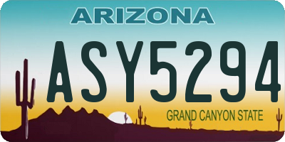 AZ license plate ASY5294