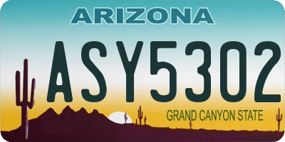 AZ license plate ASY5302