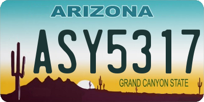 AZ license plate ASY5317