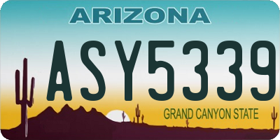 AZ license plate ASY5339
