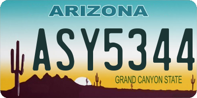 AZ license plate ASY5344
