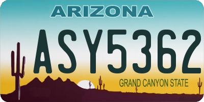 AZ license plate ASY5362