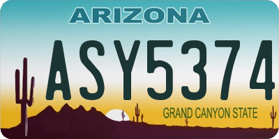 AZ license plate ASY5374