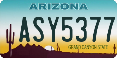 AZ license plate ASY5377