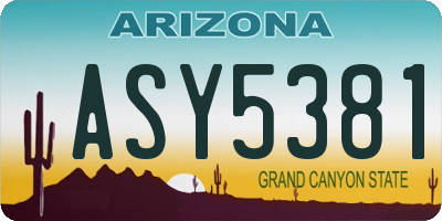 AZ license plate ASY5381