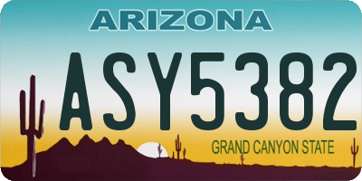 AZ license plate ASY5382