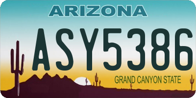 AZ license plate ASY5386