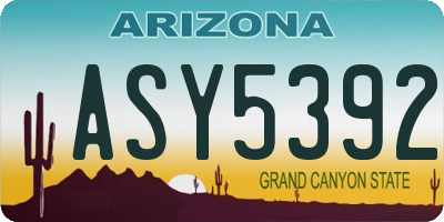 AZ license plate ASY5392
