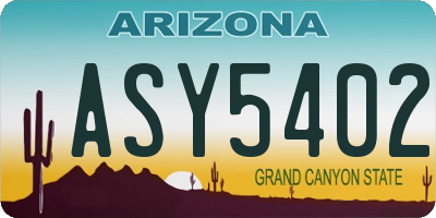 AZ license plate ASY5402