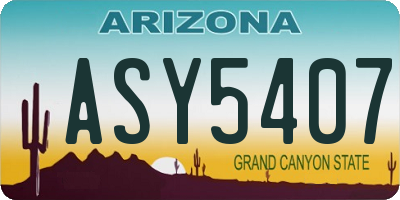 AZ license plate ASY5407
