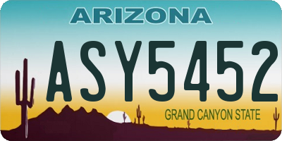AZ license plate ASY5452