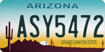 AZ license plate ASY5472