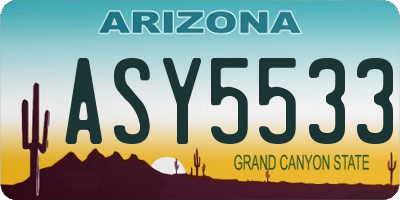 AZ license plate ASY5533