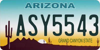 AZ license plate ASY5543