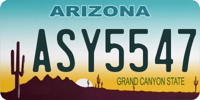 AZ license plate ASY5547