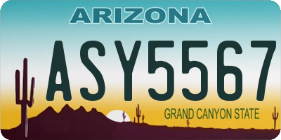 AZ license plate ASY5567