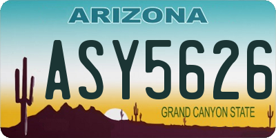 AZ license plate ASY5626