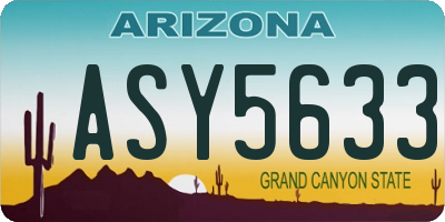 AZ license plate ASY5633