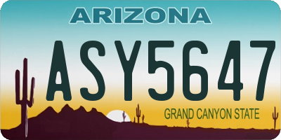 AZ license plate ASY5647