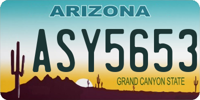 AZ license plate ASY5653