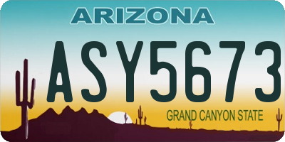 AZ license plate ASY5673