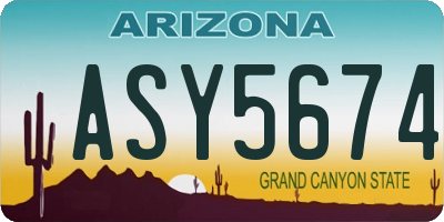 AZ license plate ASY5674