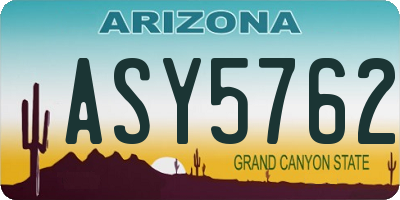 AZ license plate ASY5762