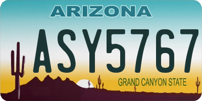 AZ license plate ASY5767