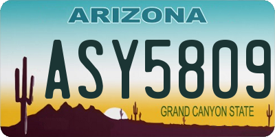 AZ license plate ASY5809