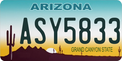 AZ license plate ASY5833