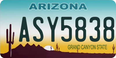 AZ license plate ASY5838